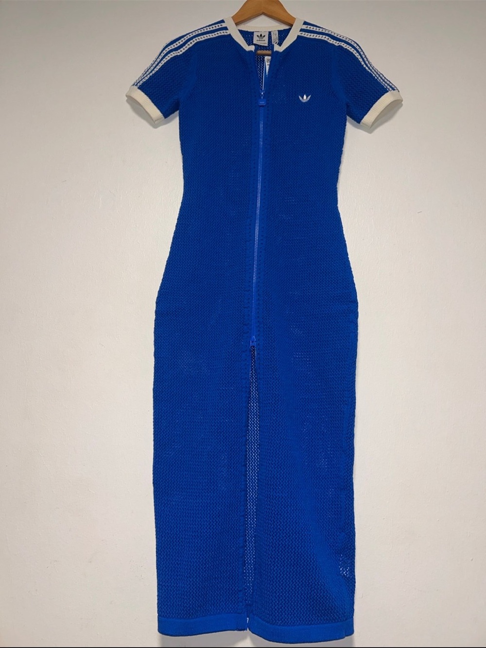 NWT Adidas Blue Crochet Maxi Dress S - Picture 3 of 8